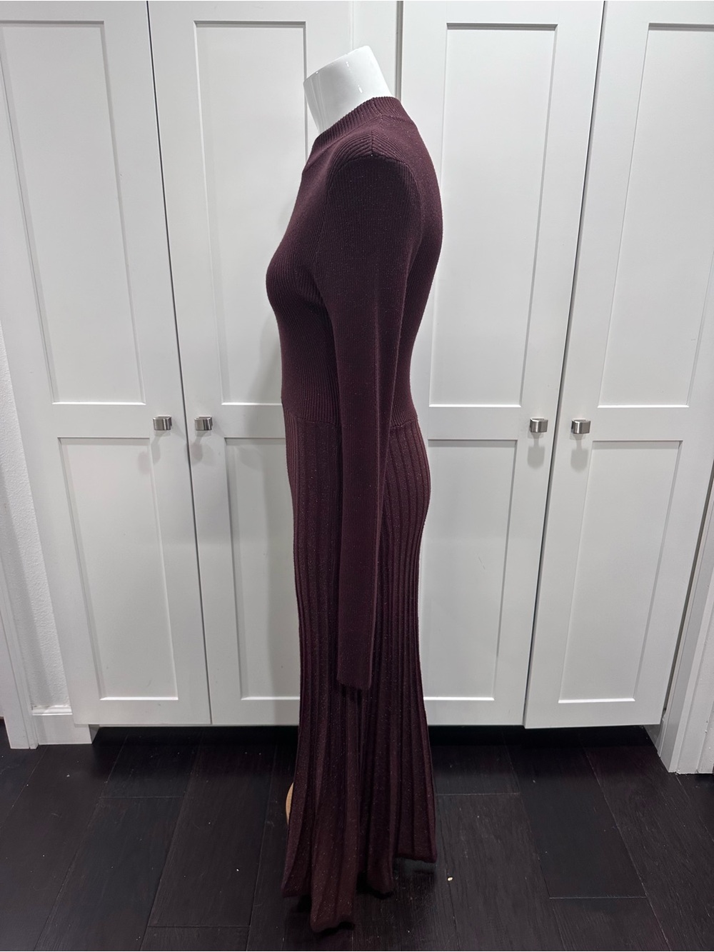 Baltic Born Jamelia Pleated Long Sleeve Mock Neck Maxi Sweater Dress Size XL - Picture 8 of 10